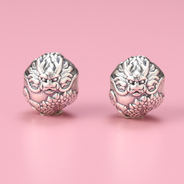 
999 Pure Silver Dragon Ball Pixiu Loose Beads Bracelet for Men and Women DIY Handmade Bracelet Necklace Pure Silver Braided Separator Beads