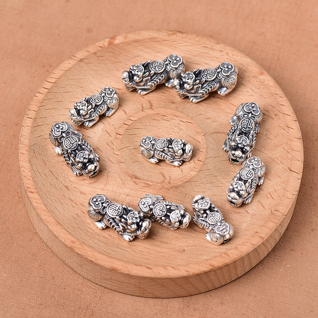 Foot Silver 999 Good Lucky Pixiu DIY Men's and Women's Bracelets Beaded Hand-woven Rope Couple Bracelets Accessories