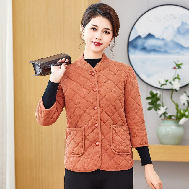 Middle-aged and elderly women's autumn and winter half-sleeved cotton coat with velvet warm vest mother's outfit mid-sleeved vest short-sleeved cotton jacket