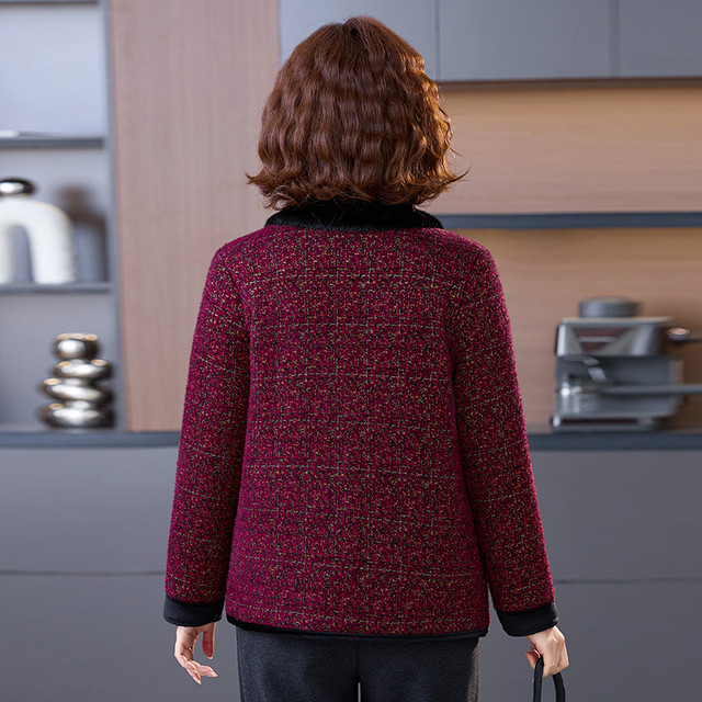 Mom's autumn short mink velvet jacket 2025 new cotton coat middle-aged and elderly women's autumn and winter style woolen tops