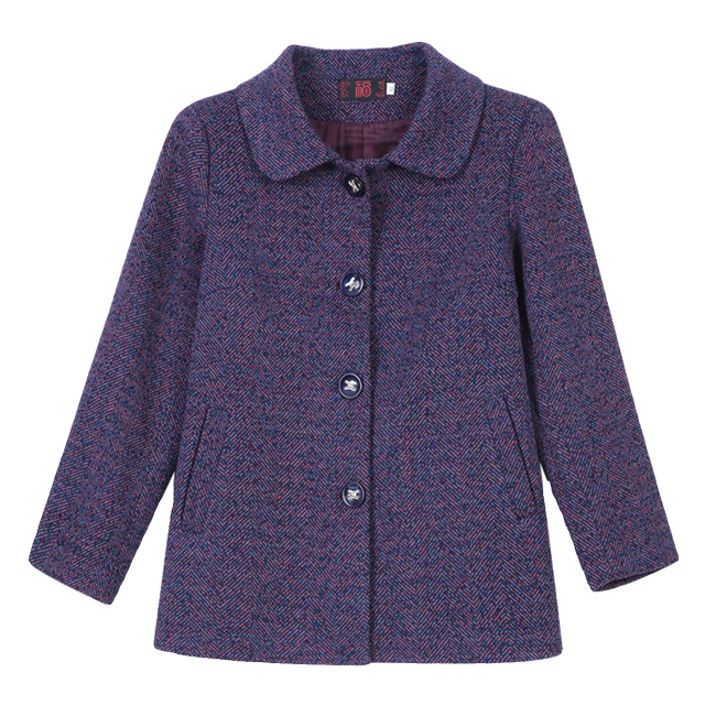 Middle -aged and elderly women's clothing spring and autumn woolen top fashion lapel 50 -year -old 60 mothers autumn clothing foreign woolen jacket short
