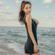 Sanqi swimsuit women's one-piece boxer conservative professional sports quick-drying hot spring slimming belly-covering swimsuit wetsuit