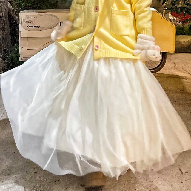 Lin Sister Extra Large Size Trendy Women's Clothing 200-300Jin [Jin equals 0.5 kg] 2024 New Fat and Winter Fat mm High Waist Tulle Skirt
