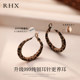 999 sterling silver earrings leopard print earrings women's Hong Kong style earrings plain hoops 2025 new hot style high-end autumn and winter earrings