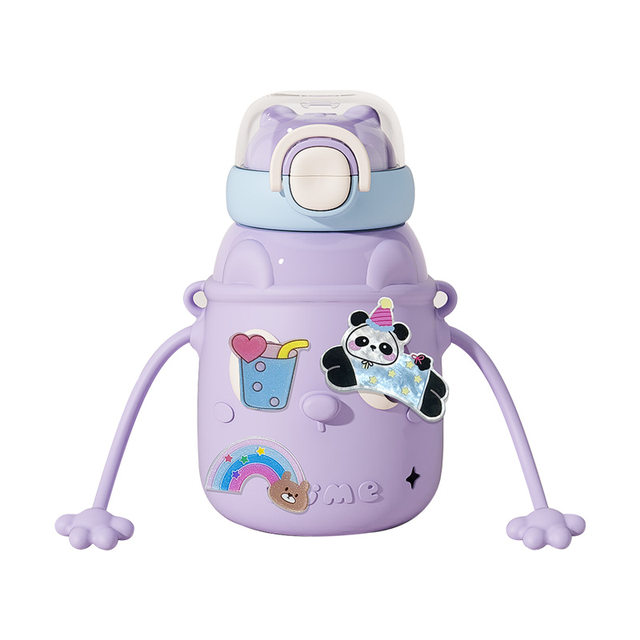 
Mother and baby water cup new style 316 stainless steel large capacity water cup outdoor children's straw cup cartoon thermos cup