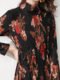 High -neck dress 2024 new autumn and winter medium long printed A -line skirt long sleeves loose high -end high size thin girl
