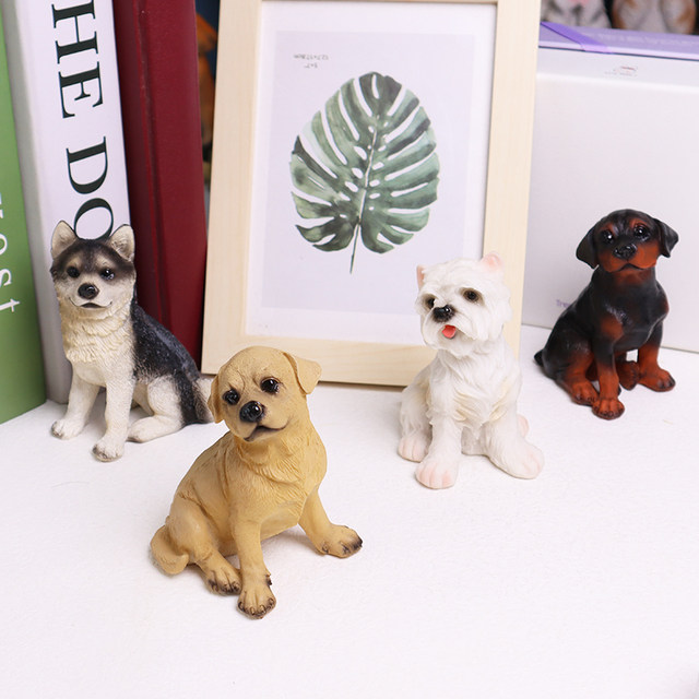 Simulated puppy ornaments Husky West Highland model crafts desktop office flower gardening car interior decorations