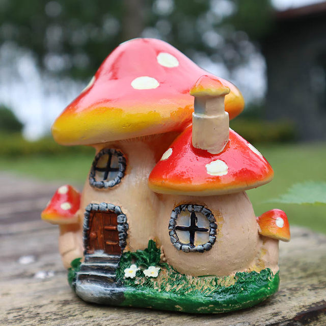 Creative mushroom house resin craftsmanship Garden decoration garden courtyard balcony potted decoration gardening landscape
