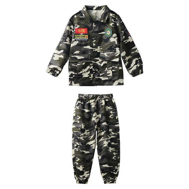 Children's camouflage suits for spring and autumn boys' military training suits for primary school students' sports meeting girls' summer camp short-sleeved suits