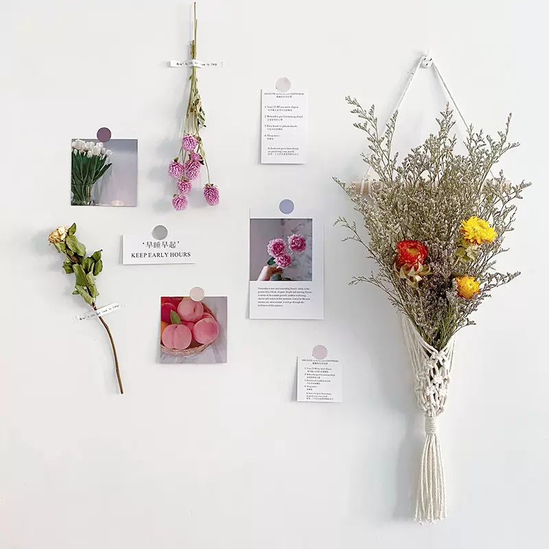 Ins牆貼乾燥花卡片掛毯背景牆飾捕夢網掛飾北歐房間