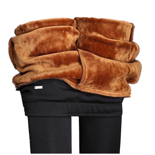 Large size women's pants autumn and winter plus velvet pants for women high waist outer wear black stretch warm pants thickened mother's pants
