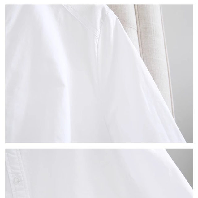 French high-end white long-sleeved shirt for women 2025 spring loose slim stand collar mid-length sunscreen cardigan top
