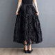 Net yarn heavy worker embroidered half -body skirt female summer large size fat mm covering thin pleated skirt casual versatile A -line skirt
