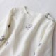 New Chinese national wind cotton and linen diagonal printing shirt women's five -point sleeve top summer temperament small shirt literary tea clothing
