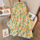
French retro colorful printed skirt for shopping malls for women in summer large size temperament covering hips and making them look slim A-line umbrella skirt