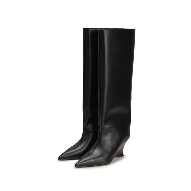 Boot Slops YC's high -level fashion temperament, pointed slopes, long boots, women ...