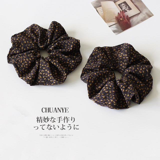 Kawano French yellow leopard print large intestine hair ring women's new simple and fashionable headband without tying hair headband hair accessories