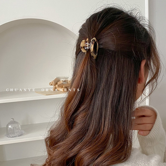 Kawano Acetate Leopard Print Clip Women's 2025 New Temperament Hair Clip Back of the Head Simple Clip Headwear Shark Clip