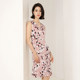 Famous Master Road A -line dress spring new floral fishtail skirt V -neck lady lady sleeveless slim body
