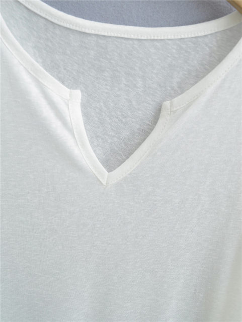 American retro white V -neck sleeper loose slightly slightly thin -blocket long -sleeved T -shirt jazz dance bottom shirt
