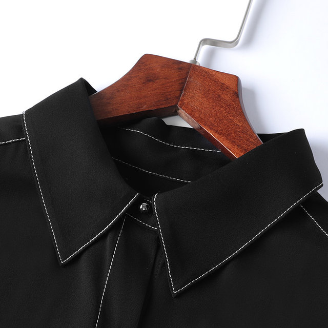 Black shirt for women long sleeves professional fashion trendy 2025 new top autumn and winter French velvet shirt autumn