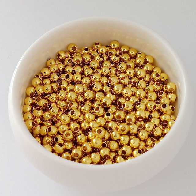 Glossy round beads 14K bag gold color-protecting gold beads rose gold silver beads 18K beads loose beads bracelet necklace accessories