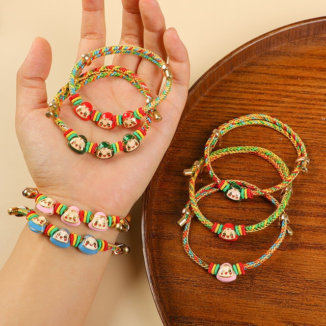 Colorful hand rope Hand -woven Dragon Boat Festival Mark -colored Bracelet Female Baby Babies Red Rope Children Little Dumplings Five -color Line