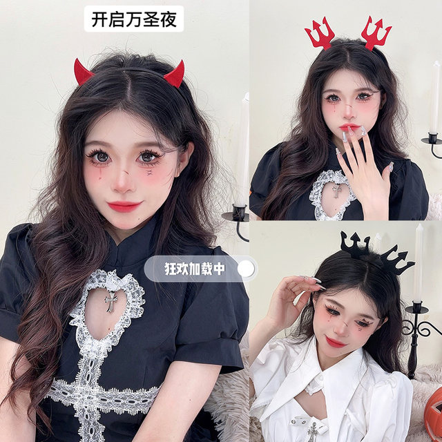 Halloween headwear, red, strange hair jewelry magic cap