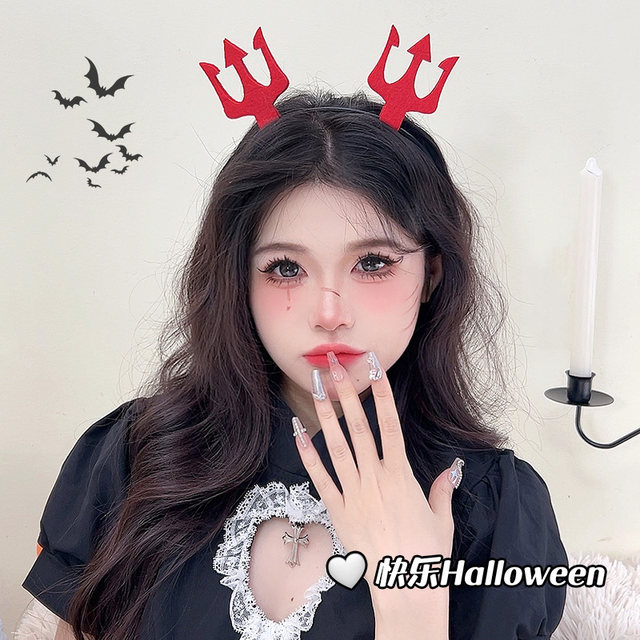 Halloween headwear, red, strange hair jewelry magic cap