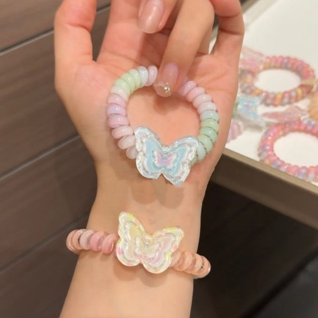 
High-end butterfly phone line hair loop 2025 new high elastic cute hair without hurting hair rope tied with scalp band headdress