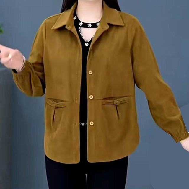 Mom's coat for women's spring and autumn new cardigan fashionable middle-aged and elderly large size loose casual thin corduroy top