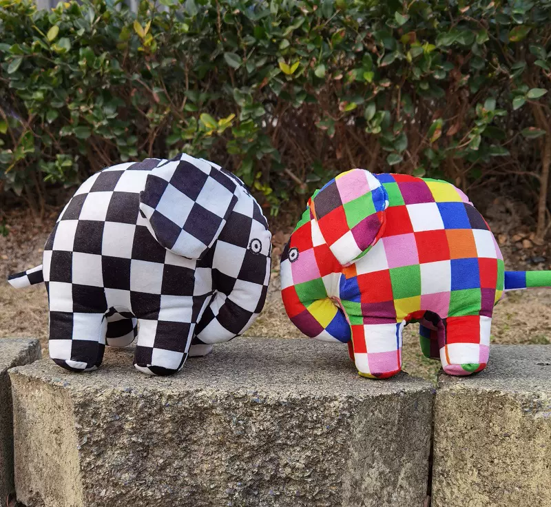 手工製作花格子大象艾瑪娃娃繪本公仔玩偶布偶益智