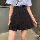 Fat mm black pleated skirt large size high waist pocket skirt women's summer versatile hip cover A-line slightly fat and slim short skirt