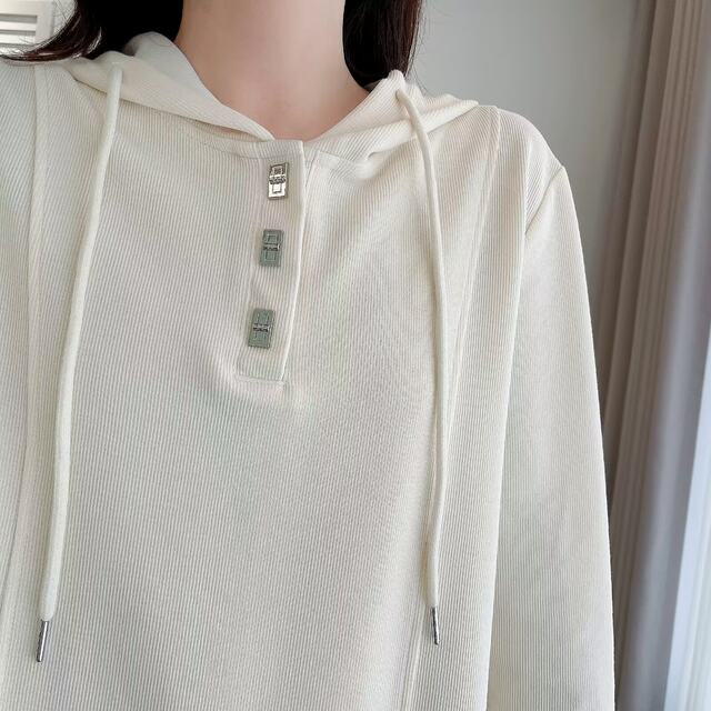 Large size women's drawstring hooded sweatshirt for women in autumn sports and casual loose slim solid color versatile long-sleeved top