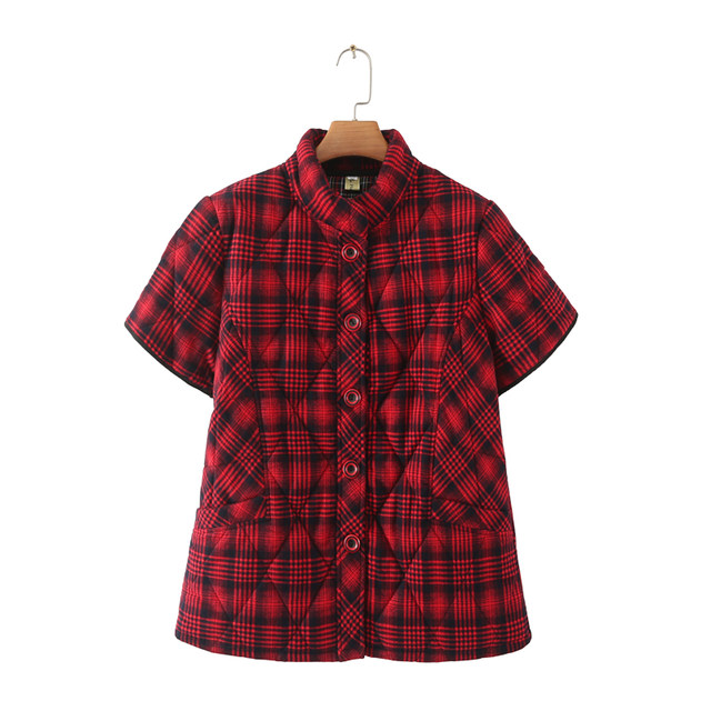 2023 autumn and winter middle-aged and elderly mothers' clothing for women new style standing collar button short-sleeved cotton coat