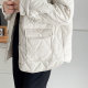 Autumn and winter new female light loose warm padded jacket large size fat MM lapel diamond -shaped grid pressure line small cotton jacket jacket
