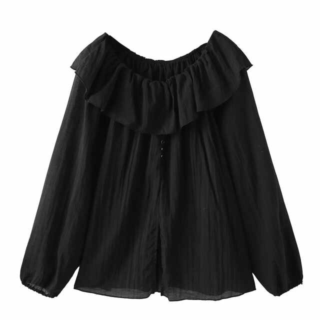 Early autumn top for women large size 2024 new fat mm fashionable slim one-length neck loose long sleeve shirt