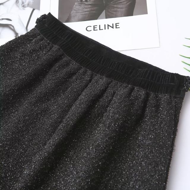 Retro small fragrance style elastic waist bright silk short skirt 200 fat mm spring and autumn Korean version A-line skirt large size versatile skirt