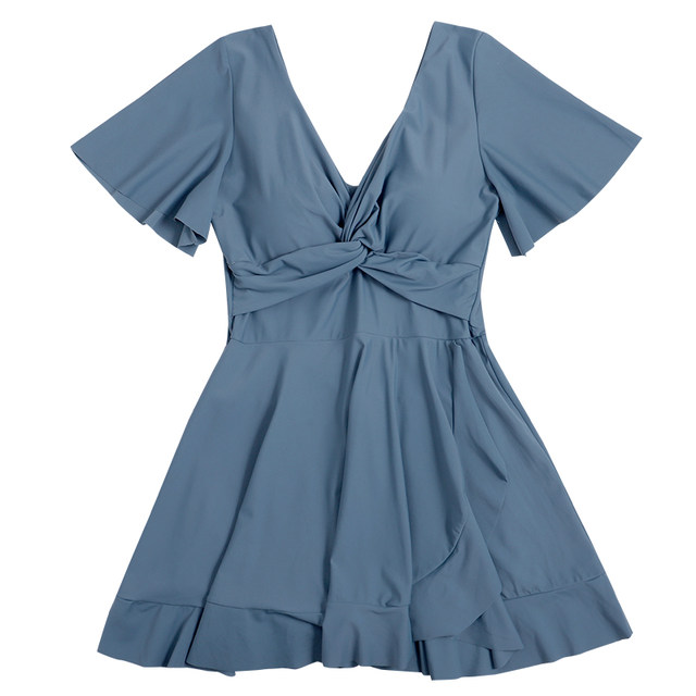 Korean conservative swimsuit for women, one-piece skirt style 200Jin [Jin equals 0.5kg] fat mm belly-covering slimming boxer briefs hot spring swimsuit