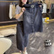 
Large size women's high waist slim without elastic straight half-body denim skirt summer new retro versatile slit hip-pack skirt