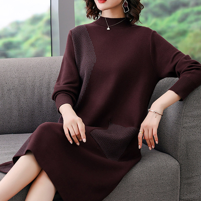 Autumn and winter plus size plus size middle-aged women's knitted sweater 200Jin [Jin equals 0.5kg] mother's sweater skirt elderly bottoming shirt