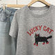 Lucky cats~Love this lump grey! Korean round neck cartoon short-sleeved T-shirt top 24 summer clothing for women