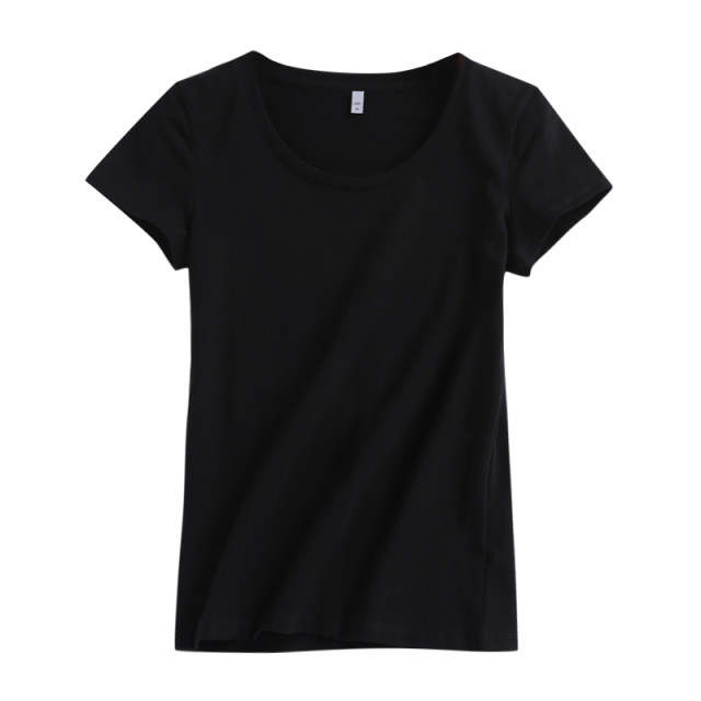 Black half-high neck short-sleeved T-shirt for women pure cotton versatile 2025 summer new solid color slim half-sleeved top ins trendy