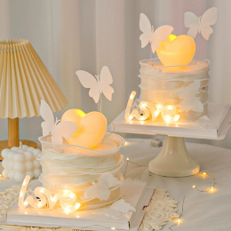 2024 Valentine's Day 214 cake decoration luminous lovelove lamp pendant net red couple birthday butterfly plug