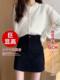 Retro high waist small fragrance style A-line short skirt for women in autumn and winter anti-exposure short skirt simple and versatile hip-covering skirt
