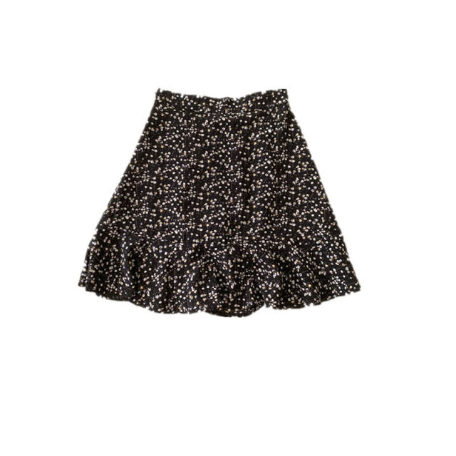 Floral skirt A-line skirt new summer small fresh large size women's elastic waist ruffle skirt anti-exposure skirt