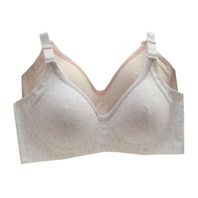 Light gray girl's bra Fat student large size solid color cotton bra thin sponge style shaped steel ringless underwear 95B