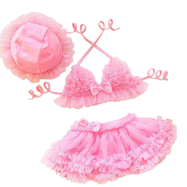 Children's swimsuit girl children babies lace split skirt cute Bikini girl little princess performance swimwear
