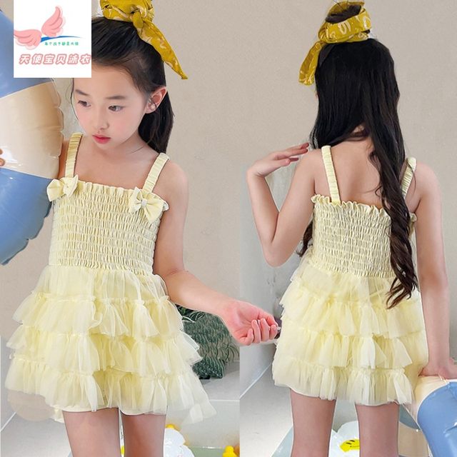 Girls swimsuit, medium-sized children's body dress, boxer pants, children's princess girl, fashionable summer quick-drying swimsuit