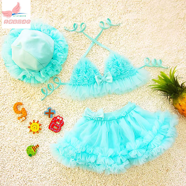 Children's swimsuit girl children babies lace split skirt cute Bikini girl little princess performance swimwear

